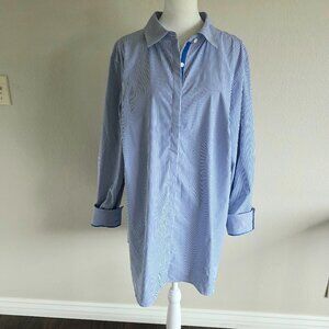 NEW Talbots Shirt Button Up Blue White Stripe Stretch Long Sleeve Plus Size 2X